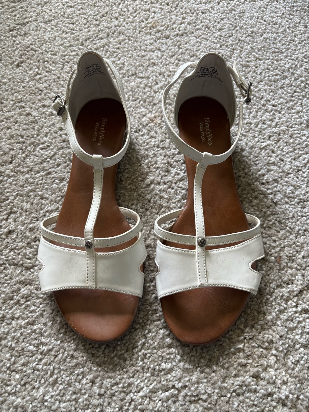Simply Vera Vera Wang White T-Strap Sandals